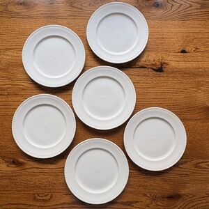 Studio Tu white beaded Fine Bone China Otella set of 6 salad plates ~8.5 inches